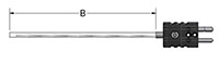 072 Inch (in) Length "X" TEF Chemical-Resistant Thermocouple