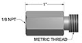 Metric to 1/8 Inch (in) National Pipe Thread (NPT) Adapter Fittings