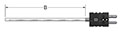 072 Inch (in) Length "X" TEF Chemical-Resistant Thermocouple